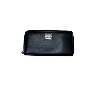 Ralph Lauren Newbury Zip Silver Accents Black Leather Wallet